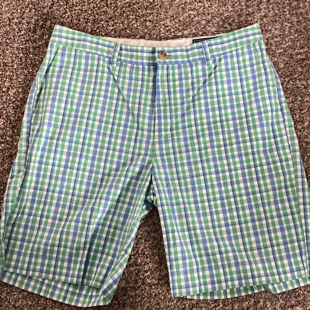 Men’s Vineyard Vines Blue and Green Plaid Shorts
